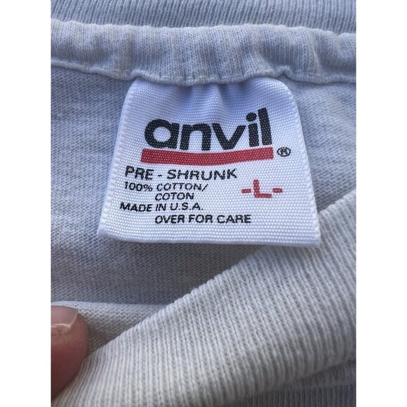 Vintage 90s Anvil single stitch white Native American Tribal Wolves tshirt L - Picture 7 of 10